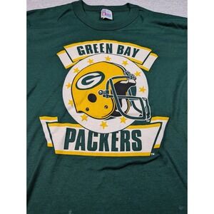 Vintage Green Bay Packers T Shirt Mens XL Garan Made in USA Green NFL Football